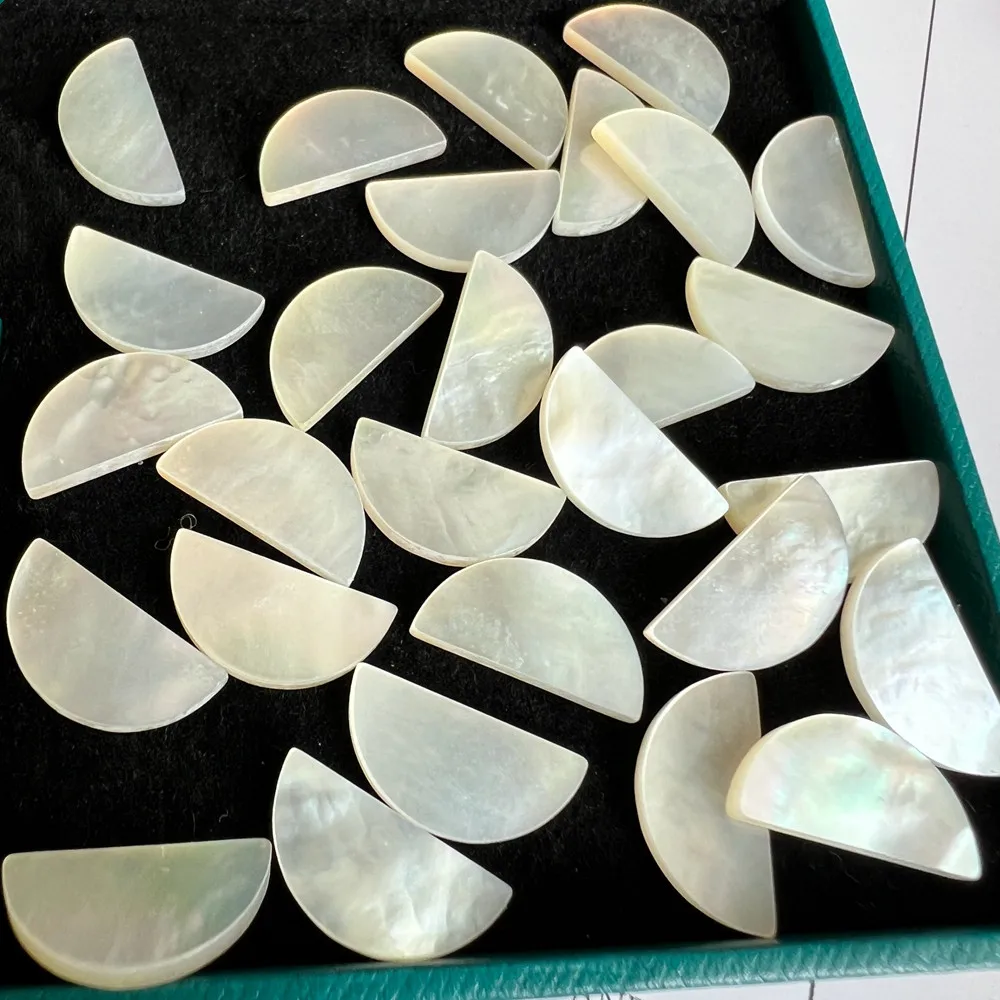 7.5x15mm 하프 문 컷 천연 마더 펄 쉘 & 블랙 오닉스 스톤