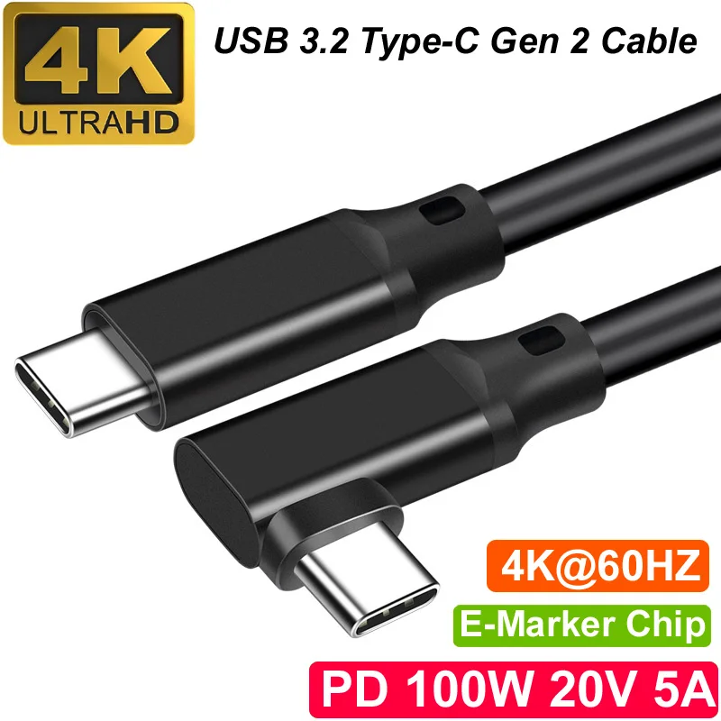 

USB TYPE-C 3.2 PD 100W 24V 5A Male Straight Elbow 20Gbps OTG Fast Charger Data Sync 4K@60HZ Full function Cord VR Cable HUB 5M