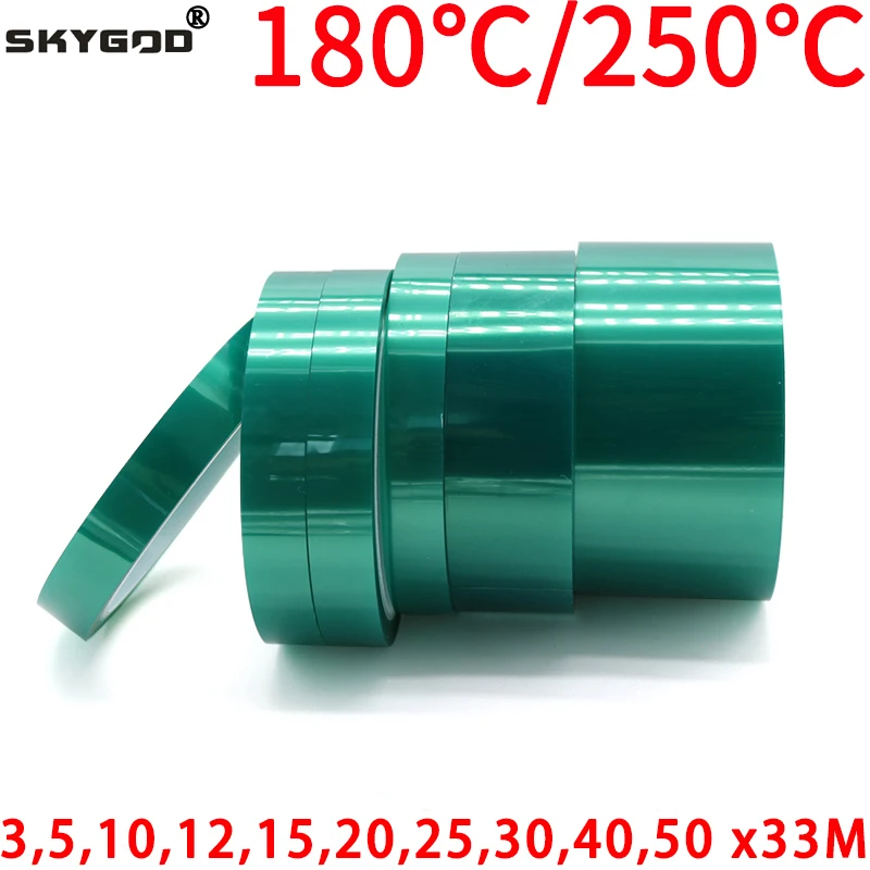 

3 5 10 15 20 30 40 50mm Green PET Film Tape High Temperature Heat Resistant PCB Solder SMT Plating Shield Insulation Protection
