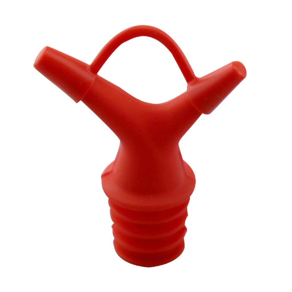 2pcs Dual Outlet Oil Soy Sauce Vinegar Wine Bottle Cap Pourer Stoper Food Grade Silicone