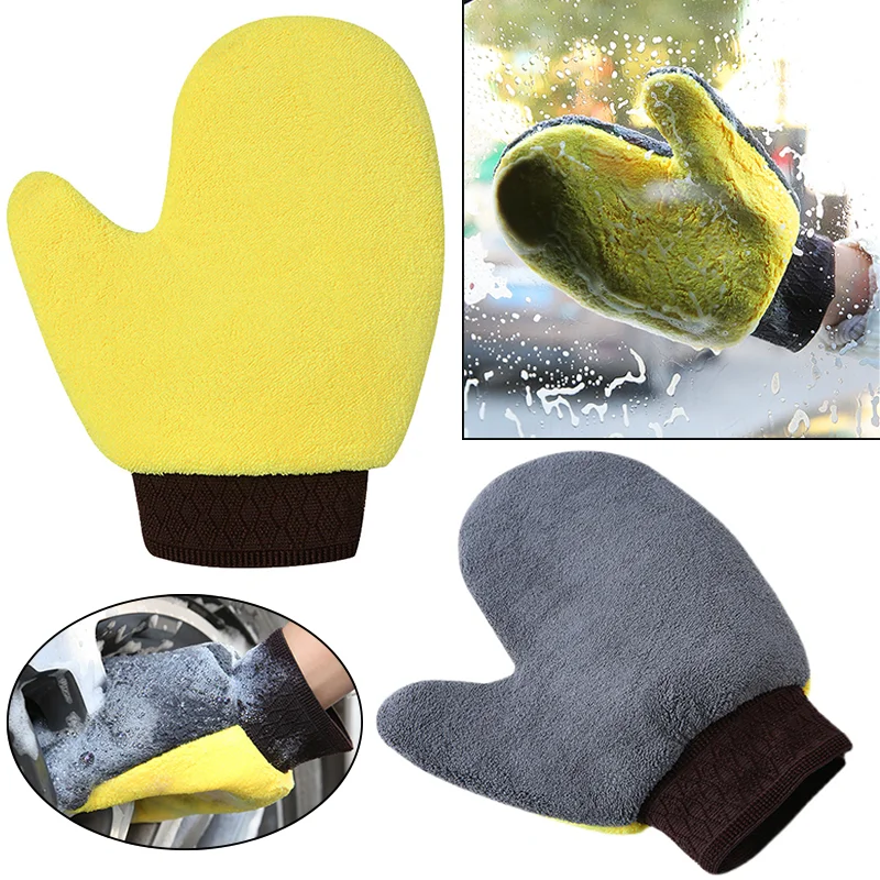 Soft Car Washing Gloves Double-sided Fleece Microfiber Chenille Household Cleaning Mitt Gloves Window Door Glass Clean Products cleaning gloves