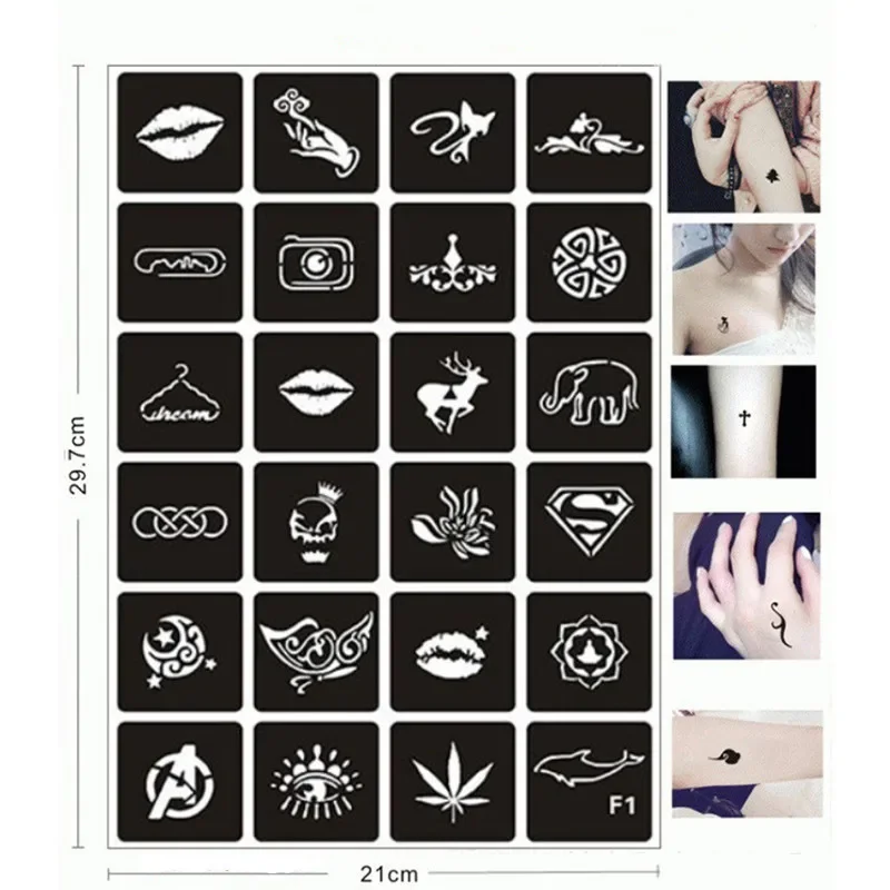 Henna Tattoo Stencils Large Temporary Henna Tattoos Stencils for Men Women Wolf Tiger Reusable Airbrush Glitter Templates Arm Leg Body Party