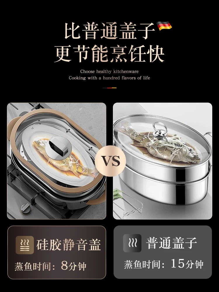 Large steamer cooker pot Fish steam pot 316 stainless steel Double boiler Rice noodle steamer for cooking Home appliances