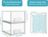 6 Pack Clear Stackable Storage Drawers, 4.4'' Tall Acrylic Bathroom Makeup Organizer,Plastic Storage Bins For Vanity 3