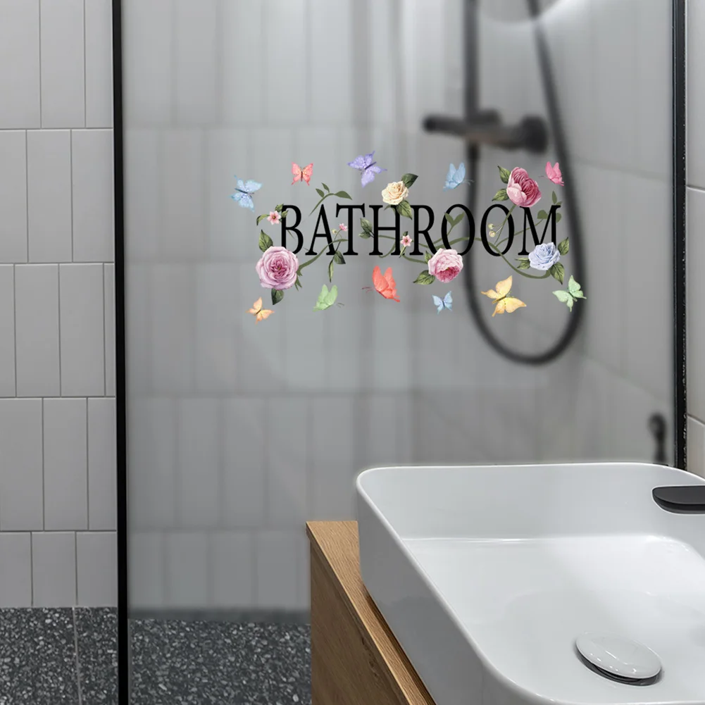 Wall Stickers Creative Flower Rattan Bathroom Wall Door Glass Decor Decals Self Adhesive Mural