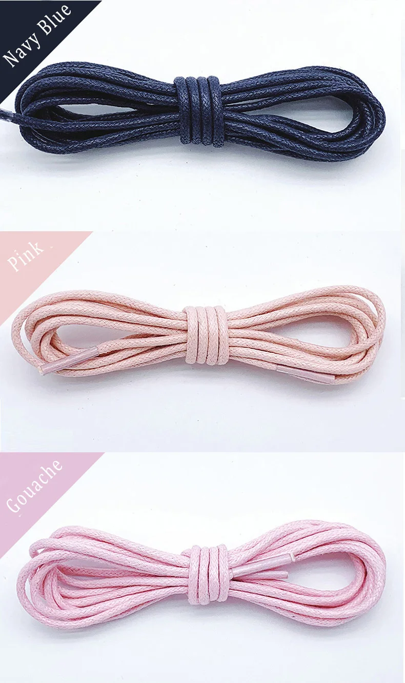 2,5 mm Baumwolle gewachst solide runde Schnürsenkel langlebige Polyester-Schnürsenkel Oxford-Schnürsenkel Stiefel Schnürsenkel wasserdichte Lederschnürsenkel – Detail 9