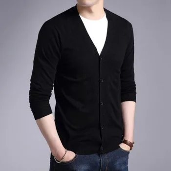 남성용 단추 스레드 하단 루즈 캐주얼 패션, 우아한 통근 니트 카디건 코트, 단색, 2023 용수철 가을