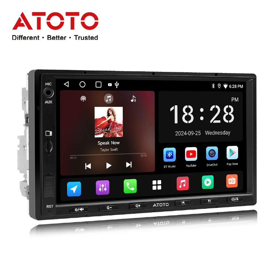 Receptor estéreo doble DIN ATOTO de 7 pulgadas, sistemas inteligentes para automóvil, radio para automóvil Android, pantalla multimedia para automóvil con Carplay, 2 DIN A5 A5L 1