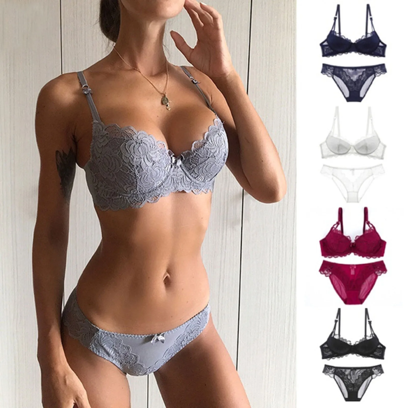 

Women Lace Bra Set Women Nylon Push Up Bra Panties Sexy Underwear Corset Lingerie for Women