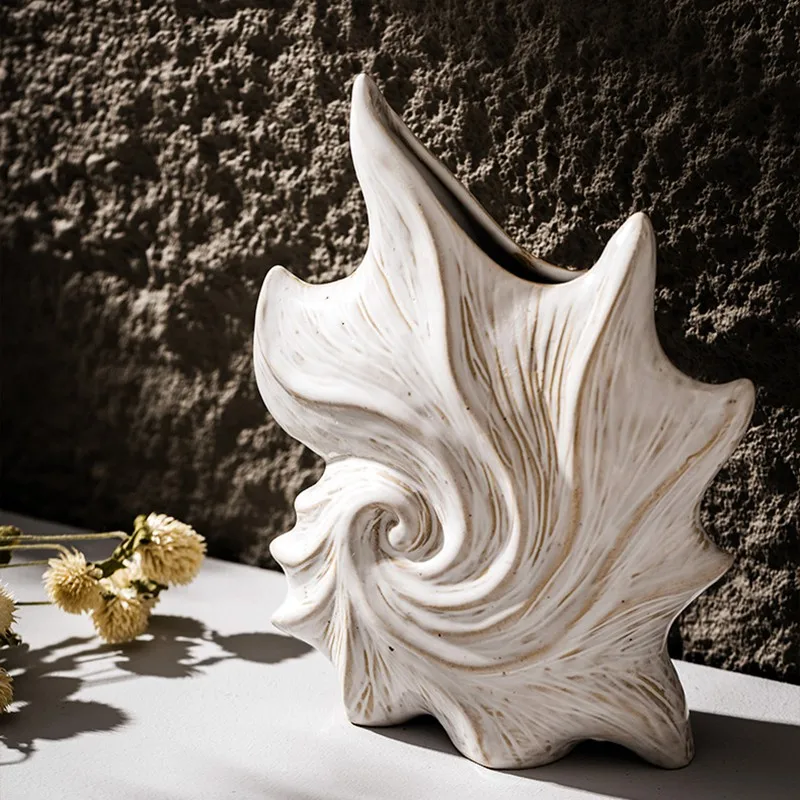 CAPIRON Ceramic Conch Vase Modern Minimalist Home Design Ornaments Mantel Bookshelf Living Room Desktop Decoration Accessories 2