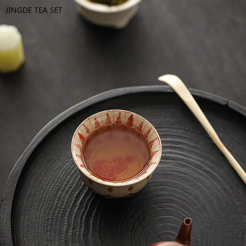 1PCS 100ml Blue and White Porcelain Teacup Dunhuang Gilded Ceramic Teacup Portable Personal Single Cup Traditional Tea Set