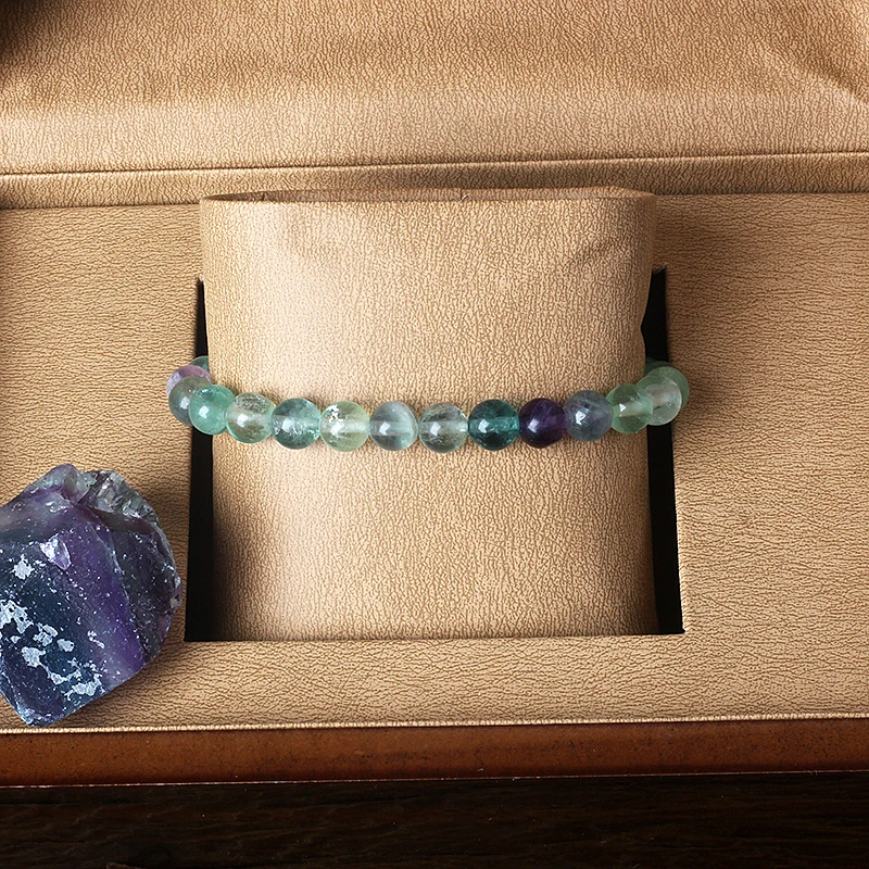 6mm 8mm Beads Fluorite Bracelet with Natural Stones Charm Jewelry for Women Yoga Meditation Healing Energy Bangle for Man Gift fluorite bracelet