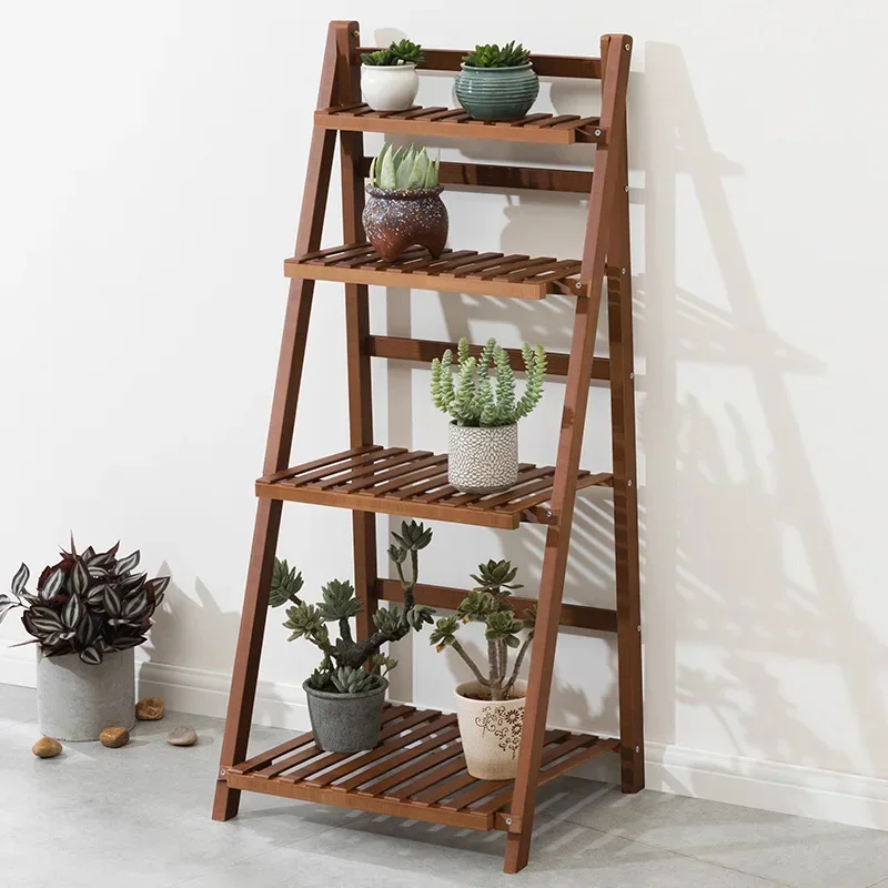 Multistory Balcony Flower Rack Solid Wood Indoor Floor Fleshy Living Room Flower Rack Pot