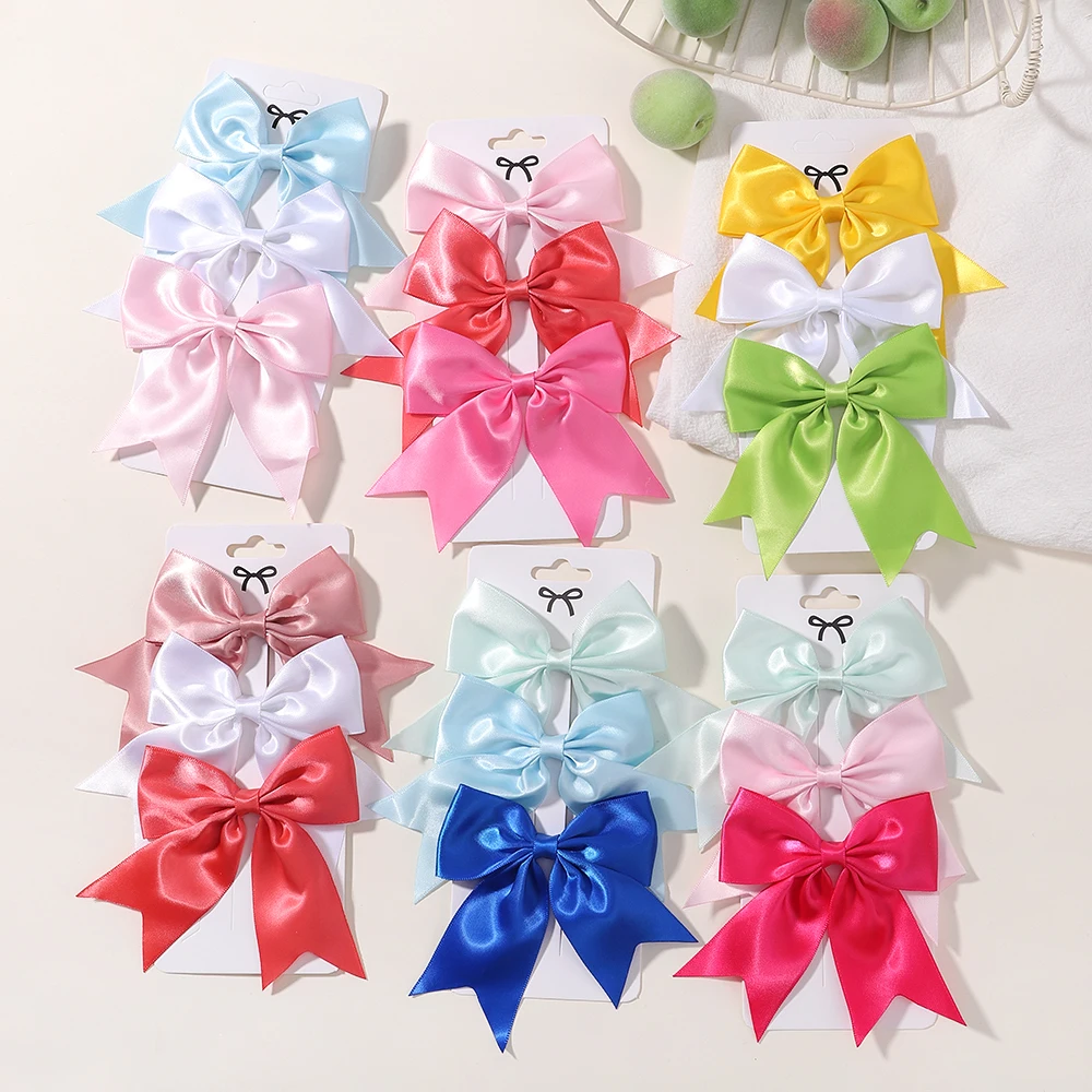 2 Teile/satz Schöne Einfarbig Band Bögen Haar Clip für Kinder Mädchen Haarnadeln Barrettes Handgemachte Headwear Baby Haar Zubehör