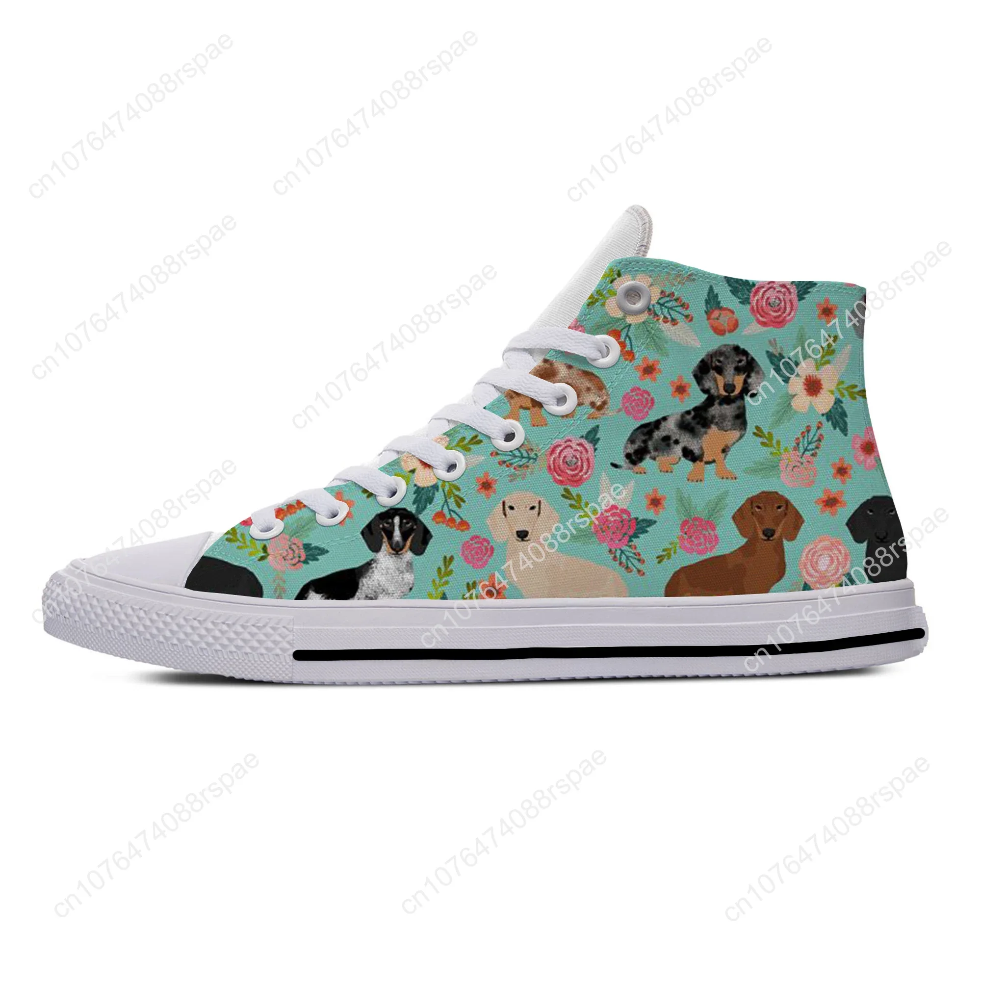 Dachshund Pug Teckel Cartoon Dog Animal Cute Casual Shoes High Top Lightweight Breathable Female Men Women Sneakers Board Shoes