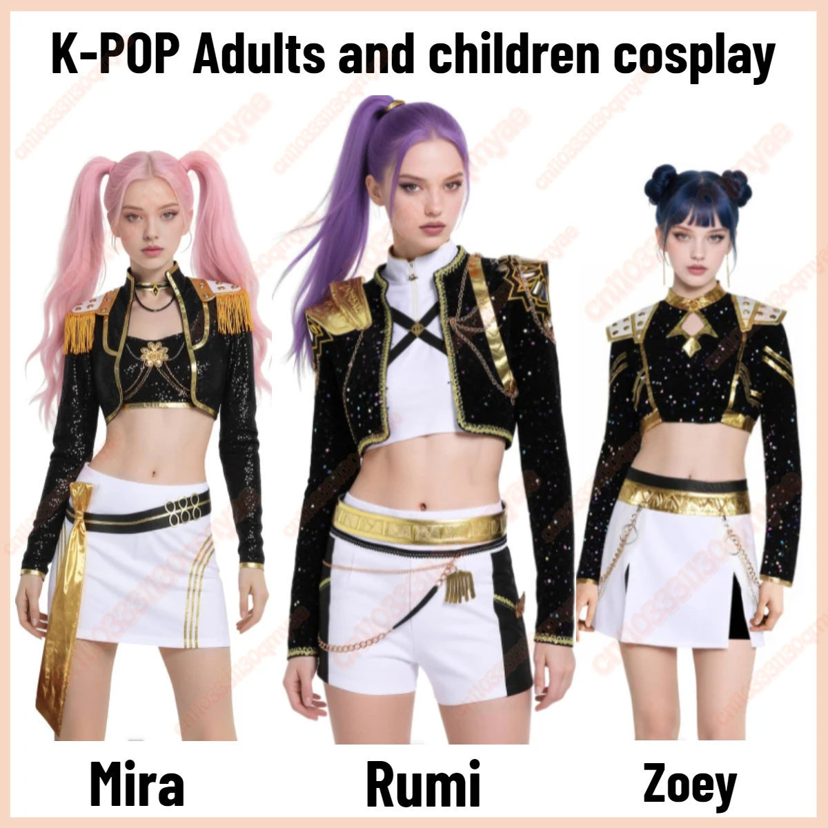 kids KPop Demon Hunters Anime Rumi Zoey Mira Cosplay Costume