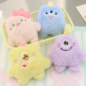 귀여운 봉제 몬스터 열쇠 고리, 만화 동물 인형, 학교 가방 펜던트, 배낭 장식 인형 열쇠 고리, 패션 주얼리