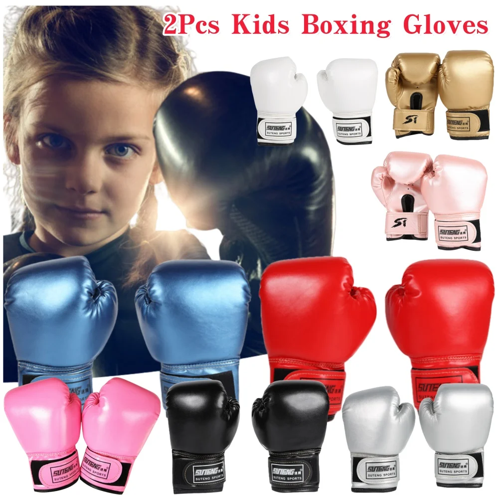 Kids Boxing Gloves PU Leather Kickboxing Mitts for Boys Girls