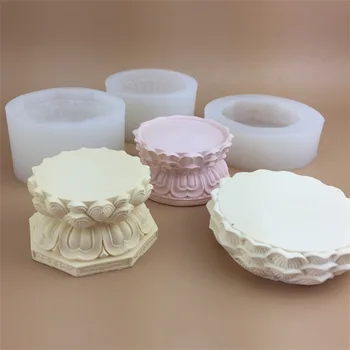 3D 연꽃 베이스 실리콘 몰드, DIY 수제 아로마 테라피 비누 송진, 양초 석고 제작 몰드, 홈 데코 공예