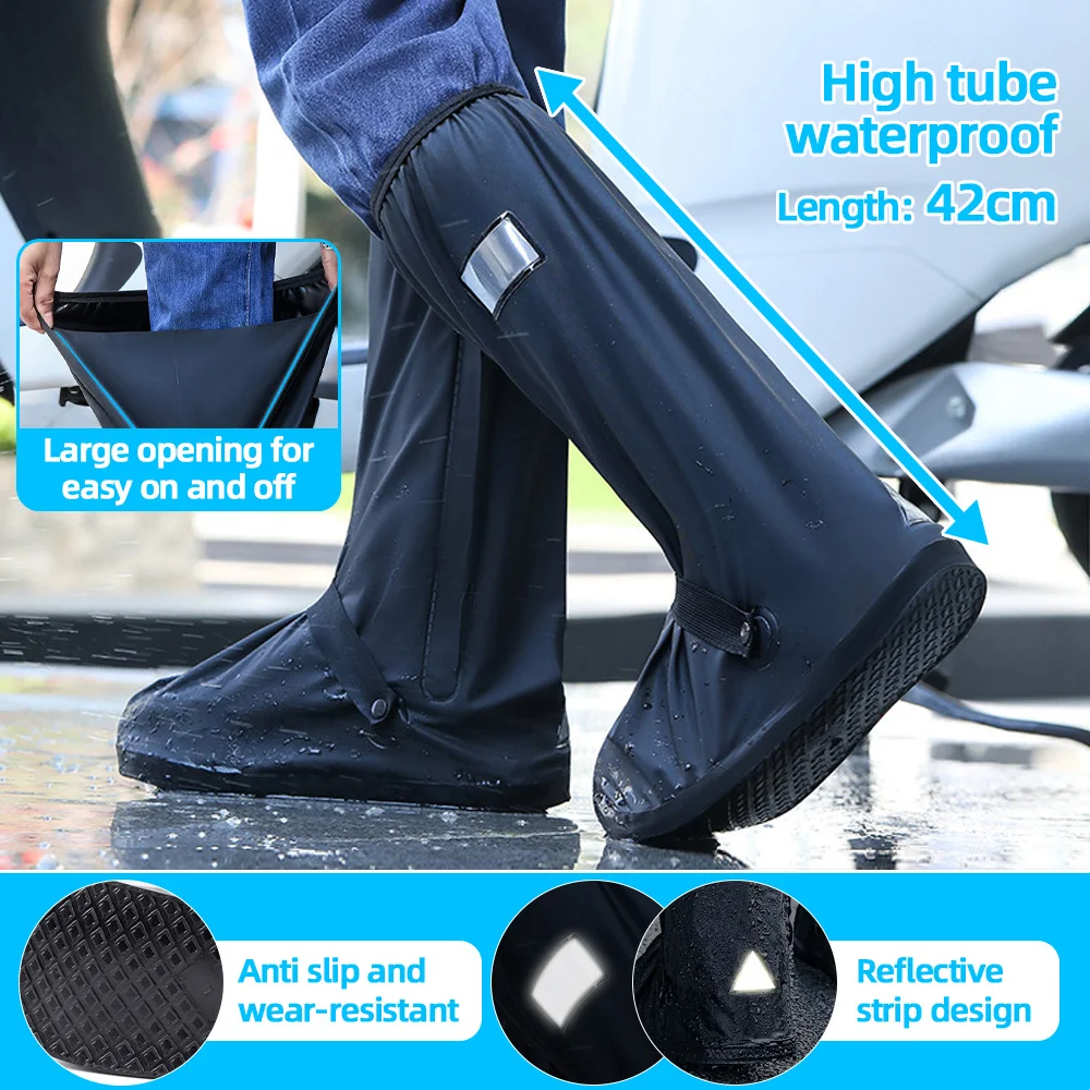 UnisexWaterproofWearresistantHightubeMotorcycleRainBootCoversOutdoorTravelRainShoe