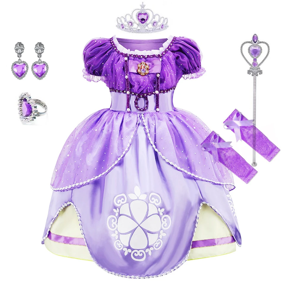 Girls Sofia Dress Children 10 Years Halloween Birthday Party