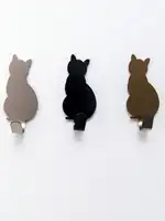 2pcs 304 stainless steel wire drawing process cat shape strong viscose strong load-bearing anti-rust hook, hanging storage key 2