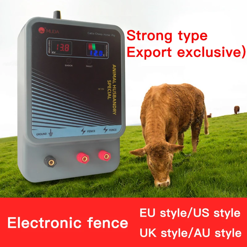 New 10/20/30/40KM Adjustable voltage Electric Fence energizer Animal Horse Cattle Sheep Chicken Farm Controller Device Alarm