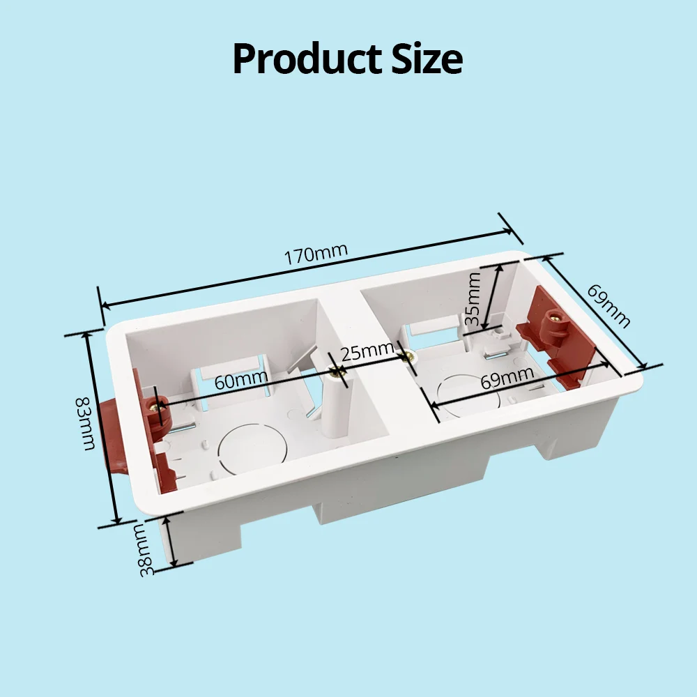 2x 47mm Deep Plasterboard Back Box Double Dry Lining Wall Flush - View #3