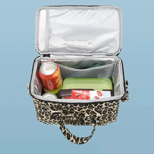 Q81A Compact Diaper Bag Alternative with Organized Compartments Stylish Leopard Designs Storage Pouches for Modern Moms 4