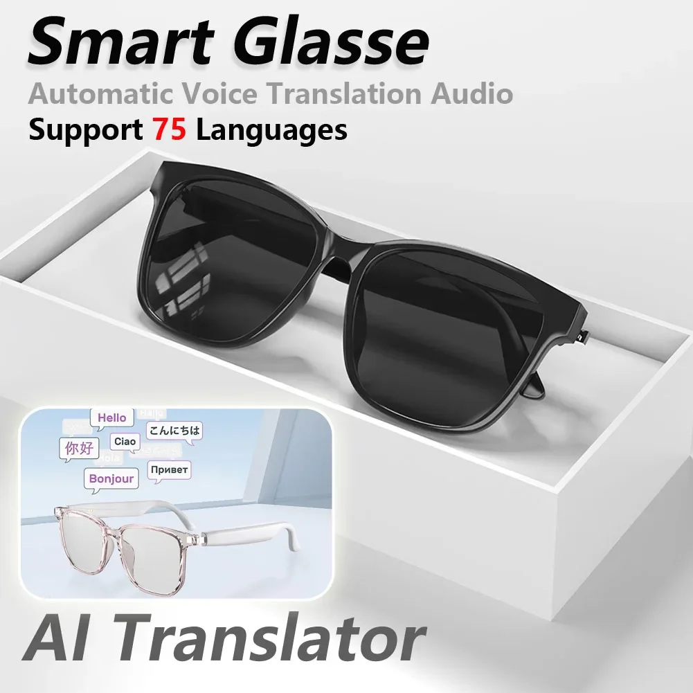 Smart Glasses AI Intelligent Translation Wireless Bluetooth Glasses Auto Voice Translation Audio Support 75 Languages