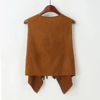 Women Faux Suede Ethnic Sleeveless For Jacket Rivet Fringe Tassels Hippie Open Front Cardigan Vintage Cowgirl Waistcoat Vest - Image 2
