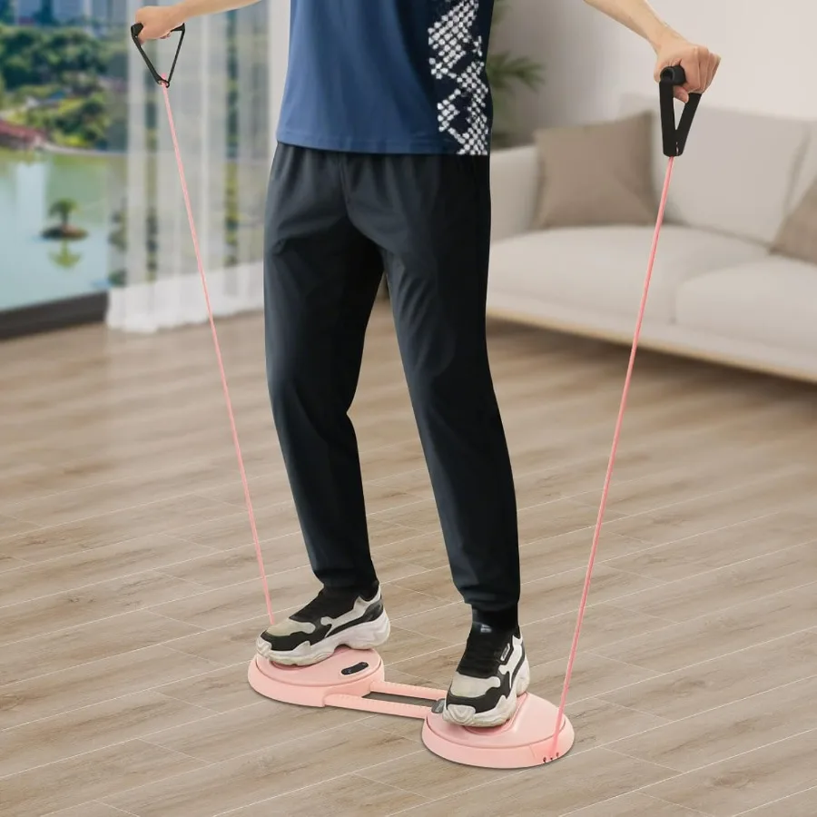 Waist Twister Machine Exercise, Ab Twister Board with Elastic Tension Ropes, LCD Tracks Workout Data, 220.46lbs Load, for Weight