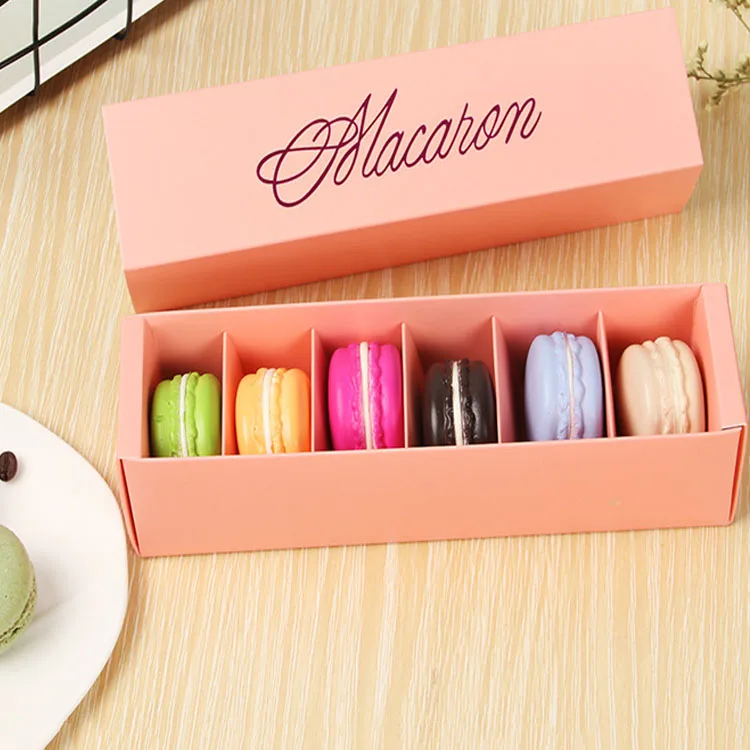 6 Cavity Macaron Packaging Box Cardboard Clear Window Storage Boxes Biscuits Sweets Small Breads Doughnuts Muffins Cupcakes