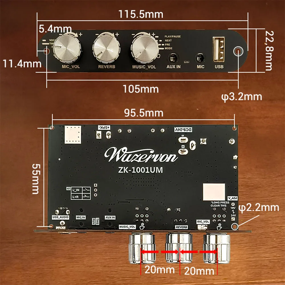 ZK-1001UM DC 9-24V Mono 100W Bluetooth Verstärker Board Modul Upgrade BP1048 + TPA3116D2 Verstärker Chip Unterstützung TWS zu Box – Detail 5