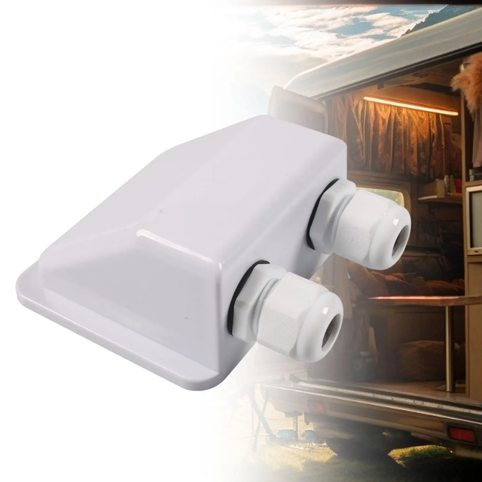 Double Cable Entry Gland Housing IP68 Waterproof White ABS Mount for Solar Panel Cable in Caravan Boat RV Double Cable Entry Gland Housing IP68 Waterproof White ABS Mount for Solar Panel Cable in Caravan Boat RV