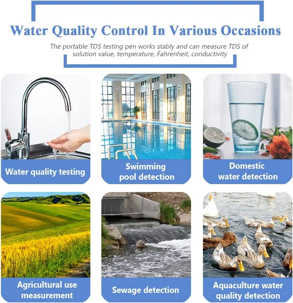Handheld TDS Digital Water Tester Water Test Pen Water Quality Analysis Meter Water Purity Check 0-9999 PPM for Aquarium 4