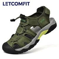 2025 Leather Men's Sandals Outdoor Non-slip Waterproof Hiking Shoes Lightweight Comfortable Fishing Shoes Sports Beach Sandals