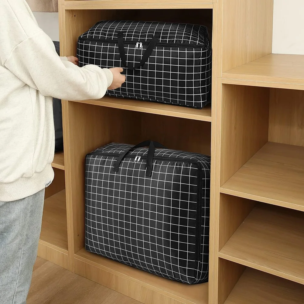 Foldable Quilt Storage Bag Large Capacity Sturdy Oxford Fabric Storage Wardrobe Closet Organizers for Clothes,Blanket,Beding 6
