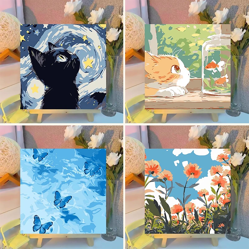 Number Painting With Frame Diy Painting Kit For Adults Flowers Sunset Canvas Acrylic Home Decoration Gifts