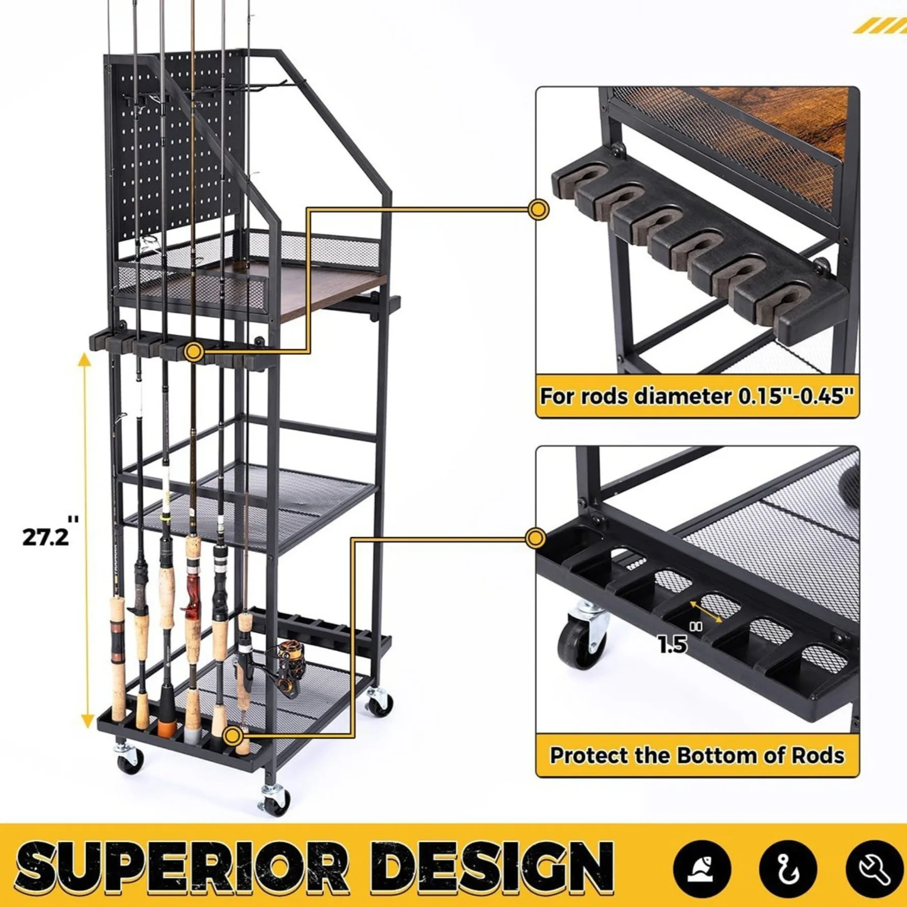  slider image of Multi-Functional Fishing Rod Storage