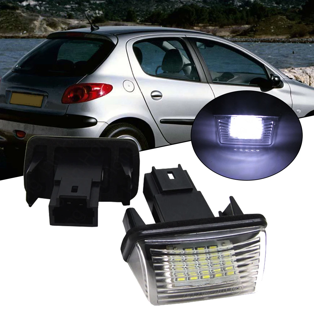 

2pcs 12V Car LED License Plate Lights Fit For-Peugeot 206 207 307 308 406/ For-Citroen C3/C4/C5/C6 White 6500-7000K Car Lamps