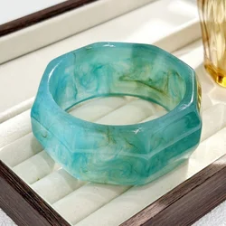 Elegant Green Marble Acrylic Resin Bracelet for Women's Daily Wear and Parties (5531 - Blue)