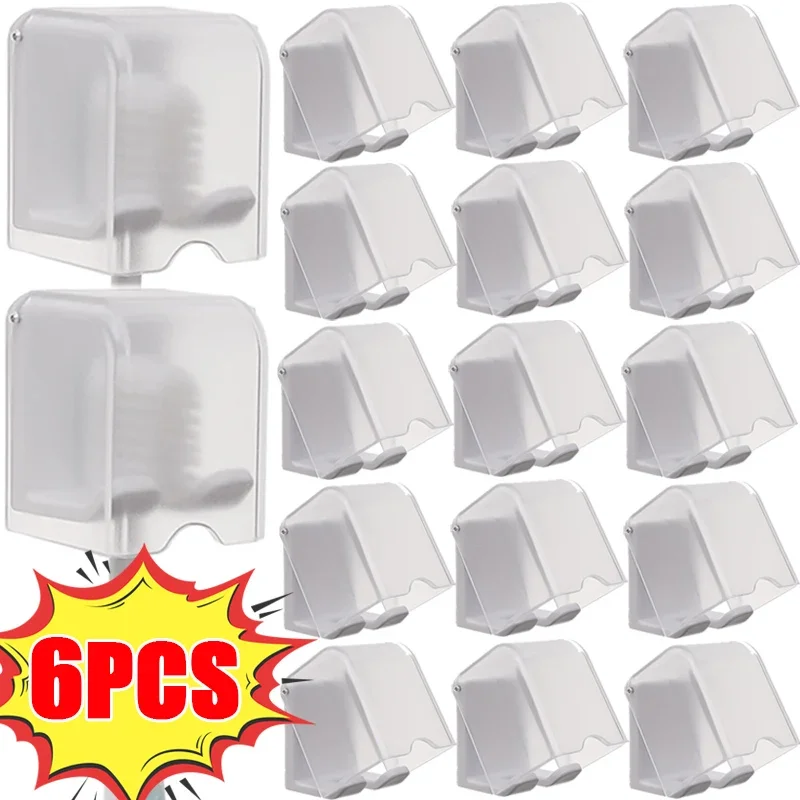 Bathroom Toothbrush Storage Rack Self-adhesive Waterproof Toothbrush Storage Hook Wall-mounted Dust-proof Organizer