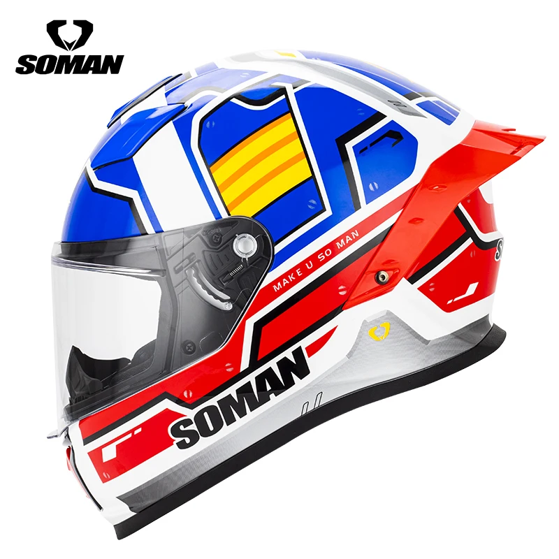 thumbnail image 1 of Casco integral para motocicleta de carreras Soman, casco para montar en carretera, casco para hombre y mujer, aprobado por DOT, 1 of 5