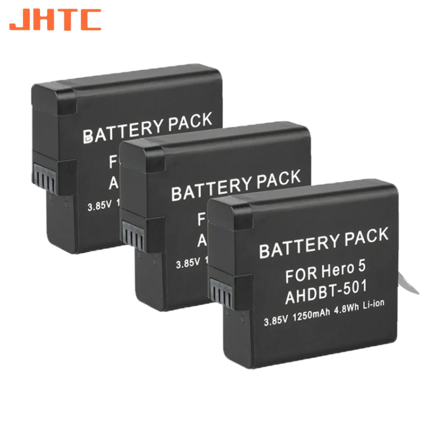 Batteria Jhtc Per Gopro Hero 5 6 7 Batterie Per Fotocamere Nere 1250Mah Per Gopro Hero 5 Hero 6 Hero 7 Bateria