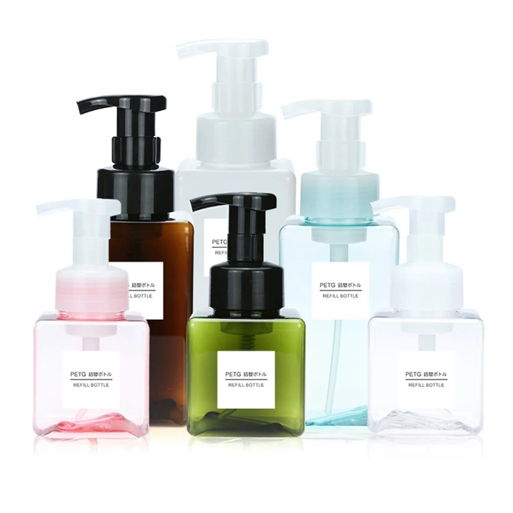 Square Clear Liquid Dispenser Foaming Bottle Soap Mousse Bottling Shampoo Lotion Shower Gel Foam Pump Bottles 1Pcs 250/450/650ml
