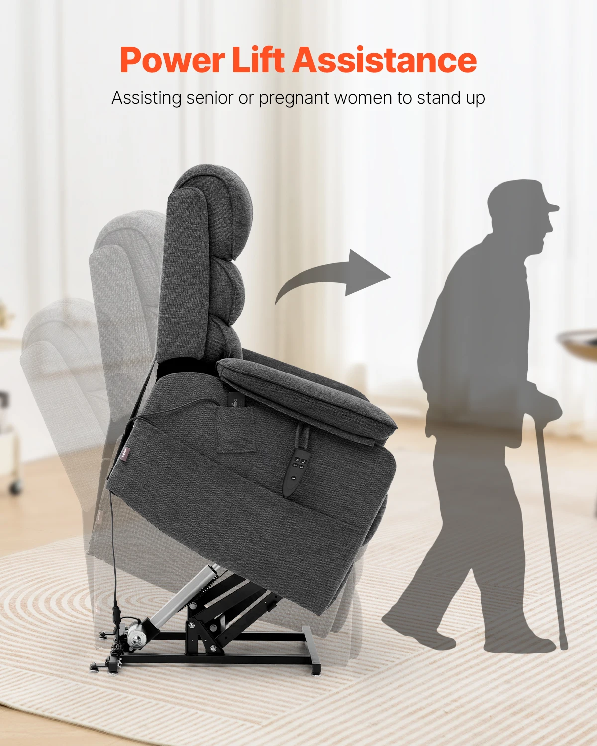 SucceBuy Power Lift Recliner Lift Chair with Heat and Massage for