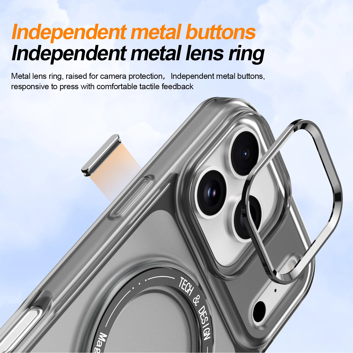 Luxury Magnetic Shockproof 360 Rotating Ring Case with Bracket Stand and Clear Cover