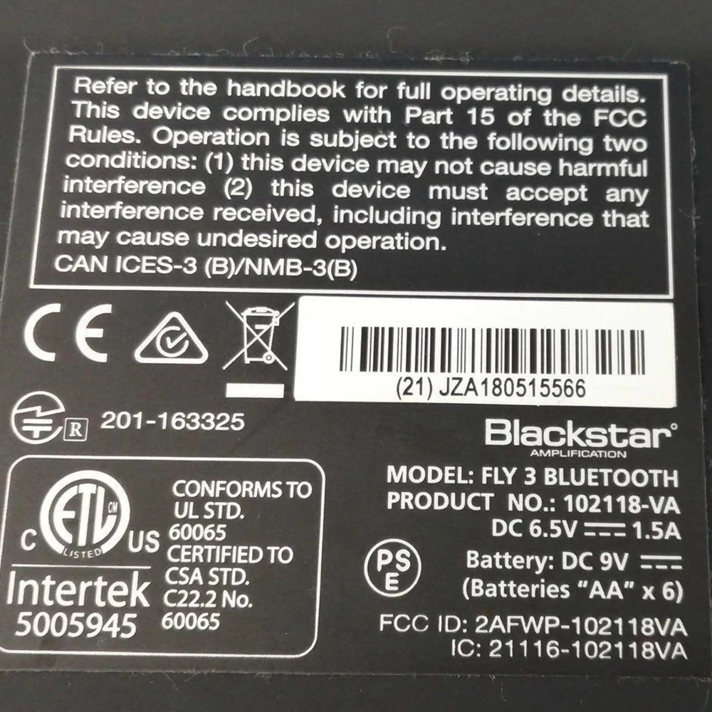 Power Supply For Blackstar Fly 3 Bluetooth & Bass Guitar Amplifier AC