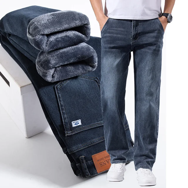 Spring and summer business casual straight leg jeans for men, loose and elastic middle-aged men, versatile and durable pants 1